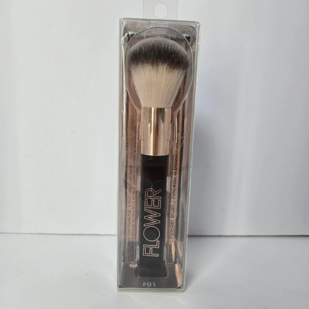 Flower Beauty Ultimate Powder Brush Black Gold Synthetic Makeup Tool NIB